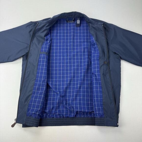 Chaps Men’s Harrington Jacket Navy Blue L Zip Front Lined Windbreaker Classic - Picture 6 of 10